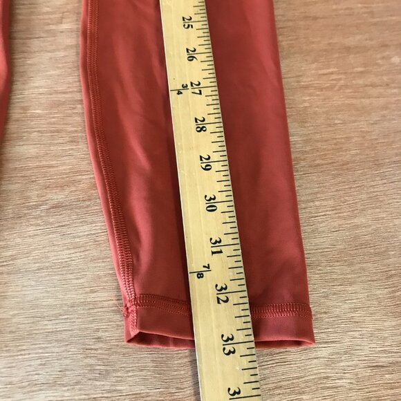 Lululemon Power Thru Leggings Women 6 Orange Mid Rise Media Pockets Stretch - Picture 6 of 12